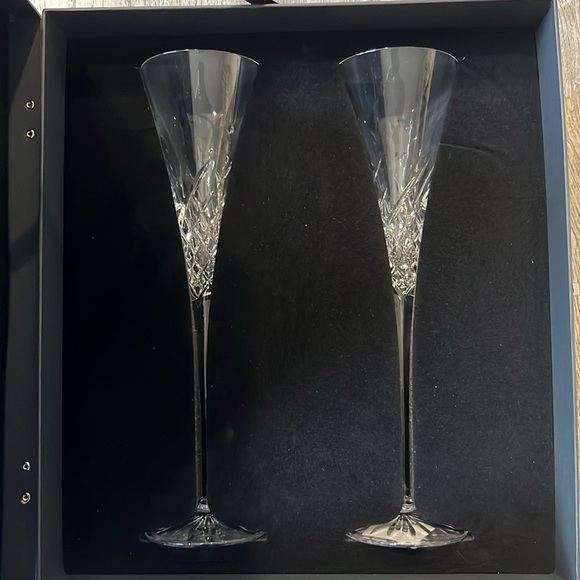 Waterford Crystal Glasses Wishes Happy Celebrations Toasting Flutes - Picture 6 of 10